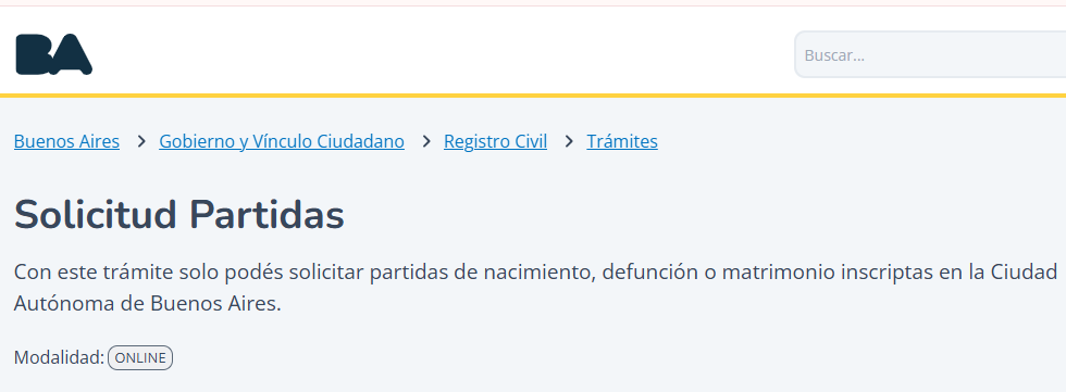 solicitud de partidas registro civil caba tramite online