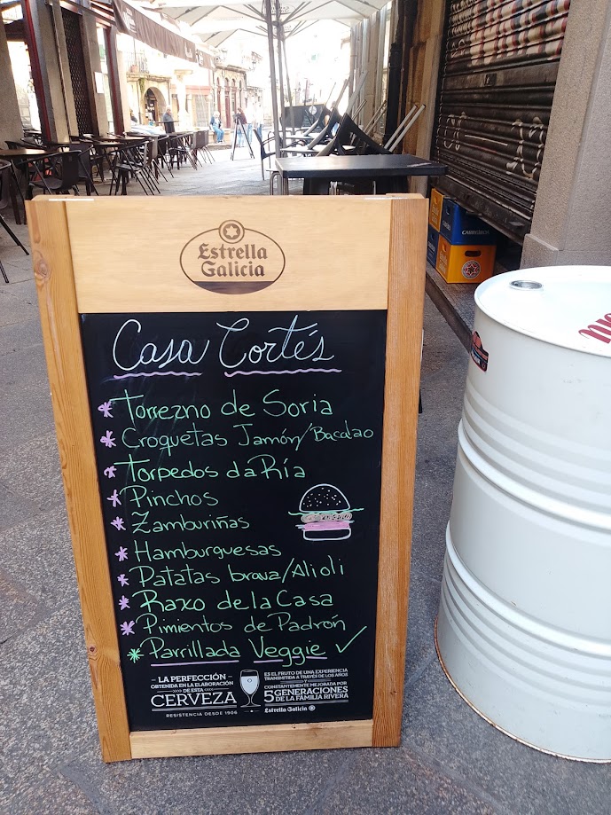 Menu en la zona de tapas- Ourense -España