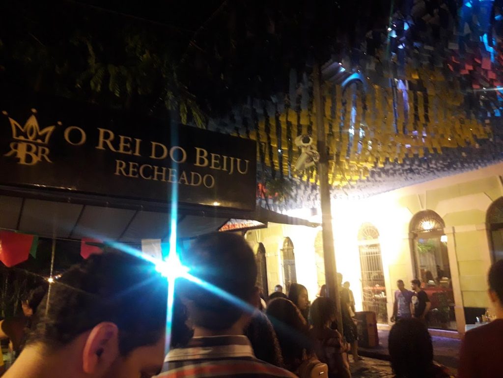 Puesto de beiju recheado en el centro histórico de São Luís do Maranhão, una comida típica de tapioca muy popular en Maranhão